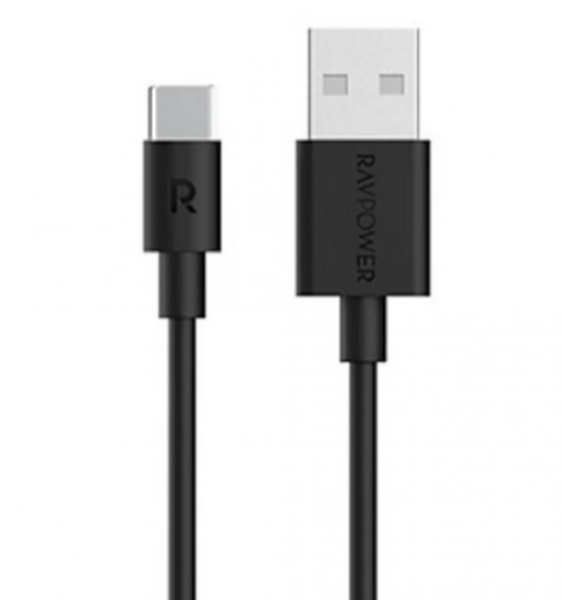 صورة كابل رايف باور RP-CB044 من USB-A إلى Type-C TPE، بطول 1 متر - أسود