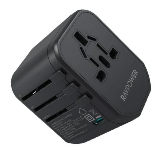 صورة راف باور موديل RP-PC1033 شاحن 3-PIN محول 20 واط - أسود
