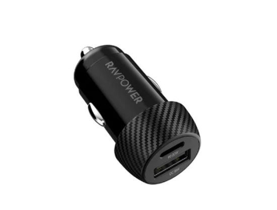 صورة راف باور RP-VC1016 شاحن سيارة بقدرة 20 واط، بمنفذين (1 × USB-A و 1 × USB-C) – أسود